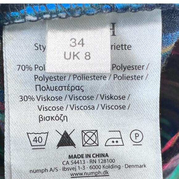 Nümph Henriette Multicolor Short Sleeve Abstract Dress Sz S Artistic Print Chic - Picture 7 of 10